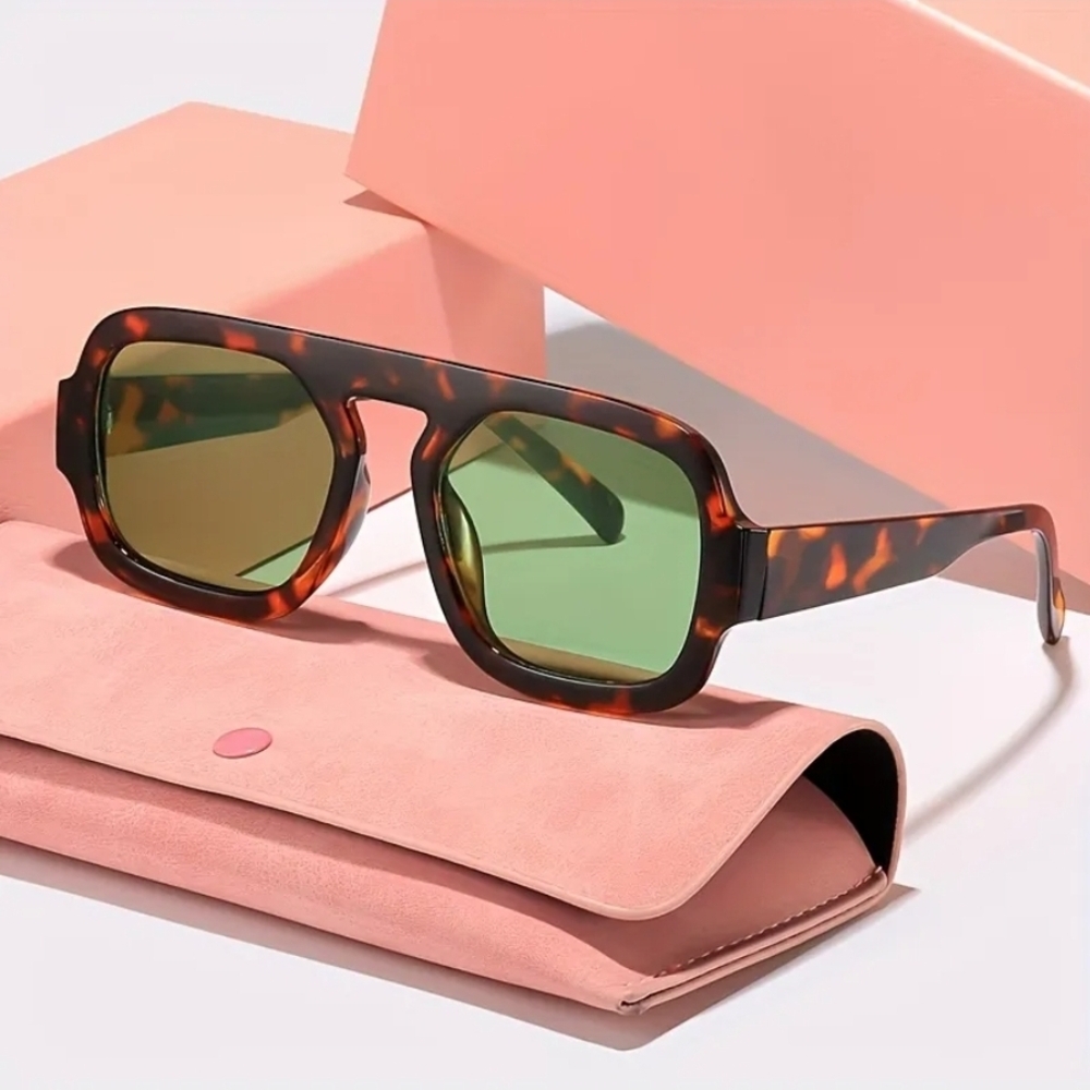 Tortoise Shell Sunglasses with Green Lenses Without Case